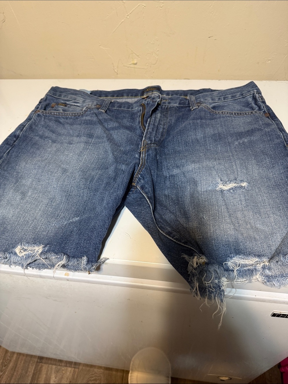 Ralph Lauren Distressed Blue Denim Cutoff Shorts